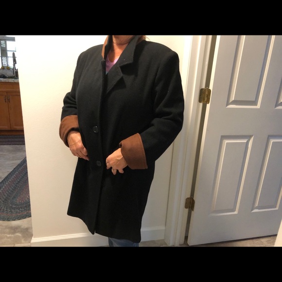 SPENCER DOUGLAS FORSTMANN WOOL BLND BLCK W/BRWN COLLAR & CUFFS USA MADE - Picture 9 of 13